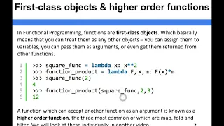 Functional Programming - First class objects higher order functions