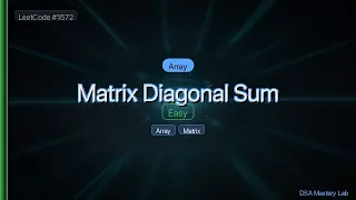 LeetCode 1572 Matrix Diagonal Sum The Array Scan Trick C