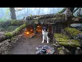 Building a Secret Dugout Under Fallen Tree for Survival. Bushcraft Shelter Camping