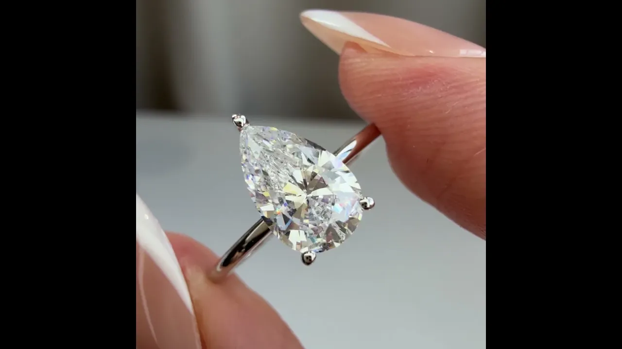 Freya丨Double Hidden Halo Promise Ring with 1CT Pear Lab Grown Diamond