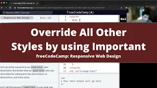 Override All Other Styles by using Important Basic CSS freeCodeCamp tutorial