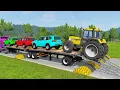 Download Lagu Flatbed Truck Mcqueen | Transportation with Truck - Pothole vs Car #103 - BeamNG.Drive