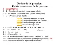 Notion de la Pression et ses unites de Mesures Pa bar at PSI
