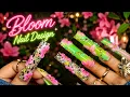 Trendy Tropical Bloom Nails with 3D Flowers Charms