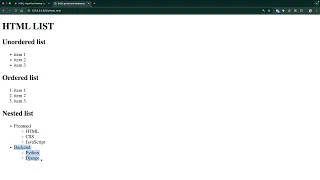 HTML - LISTS Ordered lists Unordered lists Nested lists