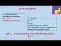 Python Errors - types such as syntax runtime logical with Demos GE8151-PSPP Tamil 57