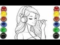 Download Lagu Cute Barbie Girl Drawing for kids, Painting \u0026 Coloring for kids, Toddlers | Let's Draw Together