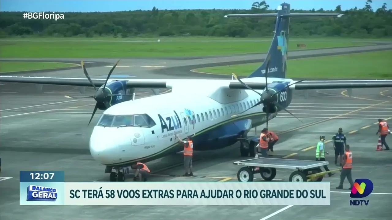 SC disponibiliza 58 voos extras para auxiliar o Rio Grande do Sul em meio à crise das enchentes