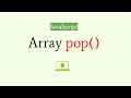 JavaScript Array pop Method JavaScript tutorial for beginners