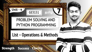 List Operations and Methods in Python in Tamil Problem Solving and Python Programming in Tamil