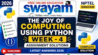 The Joy of Computing Using Python Week 4 Assignment Solutions 2026 NPTEL SWAYAM MCQ Answers