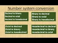 Number system conversion Binary Decimal Octal Hexadecimal