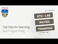 Transpose of Matrix KTU Lab JAVA Malayalam