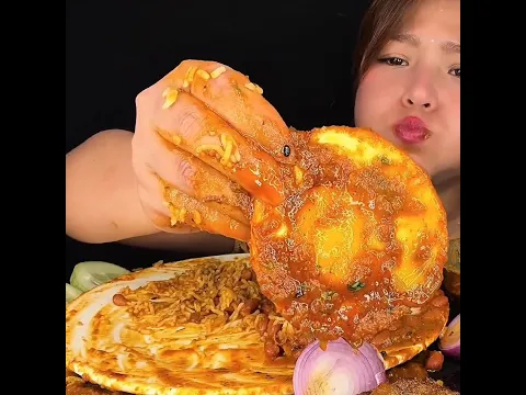 ASMR: EATING SPICY EGG CURRY🔥 BASMATI RICE || #shorts #mukbangn#asmreating #mukbangasmr #asmr