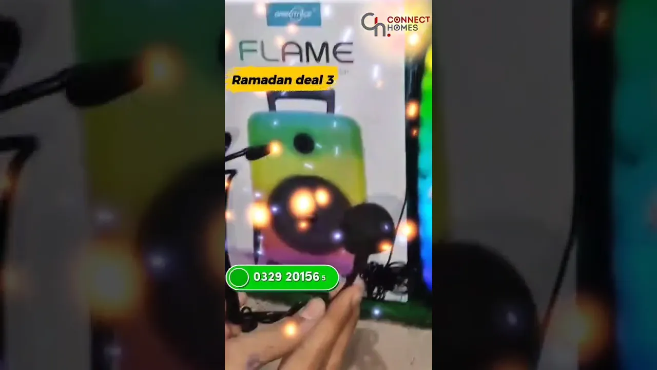 GTS-1802 Flame 8 Inch Wireless Bluetooth Speaker with LED Lights + Yoga Headset Microphone Combo for Events, Ramzan, Mehfil (40–50 People)