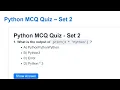 Python MCQ Quiz - Set 2
