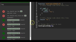 Comparison with the Logical And Operator freeCodeCamp Basic Javascript