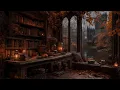 Download Lagu You are in a Cozy Gothic Reading Nook | Autumn Rain Outside the Window | Dark Academia Piano Music