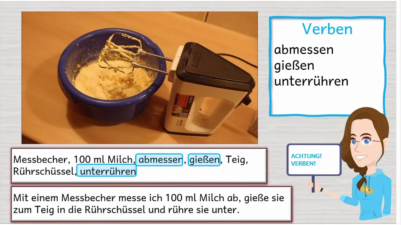 das Rezept: 370g Mehl 250g Butter 250g Zucker 5 Eier 1/8l Milch 1 Päckchen Backpulver 1 Päckchen Van. 