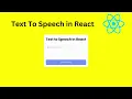 Text To Speech App in React From Scratch