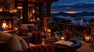 Serene Autumn Retreat Jazz 🍂 Soft Jazz, Crackling Fireplace & Night Crickets for Relaxation
