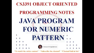 JAVA PROGRAM TO DISPLAY NUMERIC PATTERN CS3391 OBJECT ORIENTED PROGRAMMING NOTES 2021 REGULATION