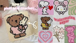 how to crochet ANY pixel grid with 100 FREE designs beginner-friendly tutorial