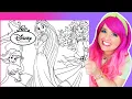 Coloring Disney Princess GIANT Coloring Pages Ariel Rapunzel Merida Crayola Crayons