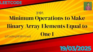 Leetcode 3191 Minimum Operations to Make Binary Array Elements Equal to One I JAVA DSA