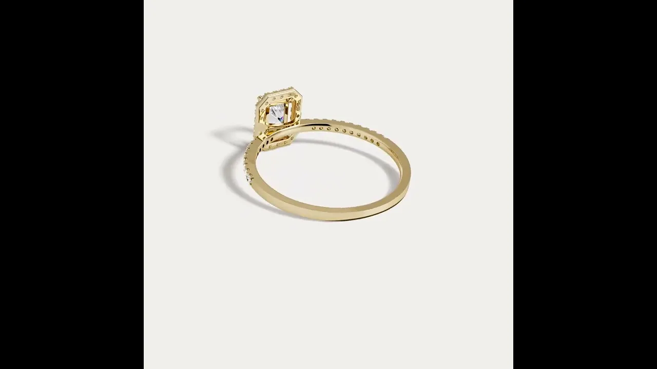 0.5CT Lab Grown Diamond Emerald Cut Halo Engagement Ring