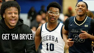 Bronny James Reacts to Bryce James Biggest Game Sierra Canyon vs Notre Dame Wild Finish
