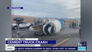 Cement truck rollover causes delays on southbound I-15 and Cheyenne in Las Vegas