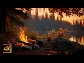 Download Lagu You’re Sitting by a Campfire 🍂🔥 Autumn Evening on the Lake