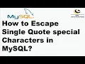 How to add single quote in SQL query in MySQL How to escape apostrophe in MySQL