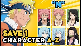 Save 1 ANIME CHARACTER For Each LETTER A Z 