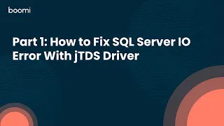 Part 1 How to Fix SQL Server IO Error With jTDS Driver