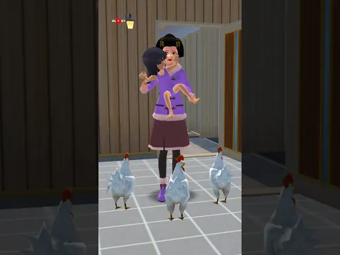 Baby Mio is afraid of chickens🤣 #sakuraschoolsimulator #shorts #sakura #shortvideo
