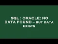 SQL ORACLE NO DATA FOUND -