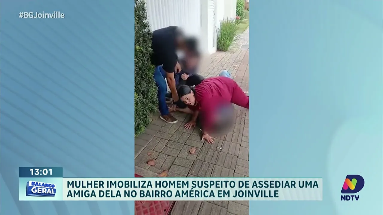 Mulher imobiliza homem suspeito de assediar amiga em Joinville