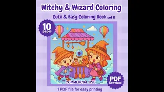 Witchy Wizard Coloring Page For kids - Halloween Coloring Pages for Kids Printable PDF