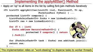 The Java Fork-Join Pool Implementing applyAllIter