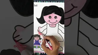 Doll drawing | simple girl drawing | #satisfyingvideo #youtubeshorts #viralshort #drawing #easy
