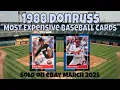 1988 Donruss Most Expensive eBay Sales Baseball Cards - March 2025