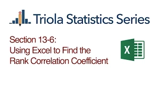 Excel Section 13-6 Using Excel for Rank Correlation