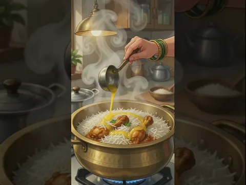 Rainy Day Mein Maa Ne BanayiChicken Biryani |Family Food Love |*Ghibli ASMR |#ghibli #shorts