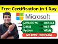 Microsoft Java PYTHON Web Cyber Security OOPs Free Training With Certificate Job Oriented Course