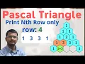 Pascal Triangle - print Nth Row only Leetcode Java Hindi Question 1