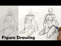 How to draw Female Anatomy Pose Draw Female Sitting Pose Figure drawing step by step
