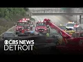 Westbound I-696 closed at Hoover Road after semi-truck rollover