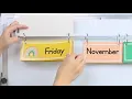 EAMAY Classroom Boho Rainbow Flip Calendar Chart Set wtih 55 Cards and Hanging Rod Colorful Class